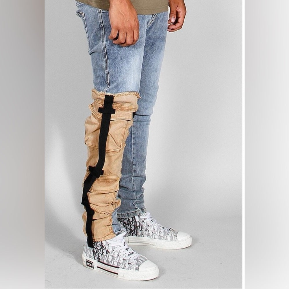 506 Hybrid Denim Cargo Pocket Light Wash Sz Various