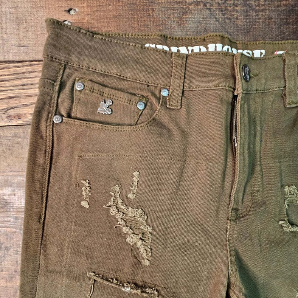 Sz 30 olive green denim jean shorts