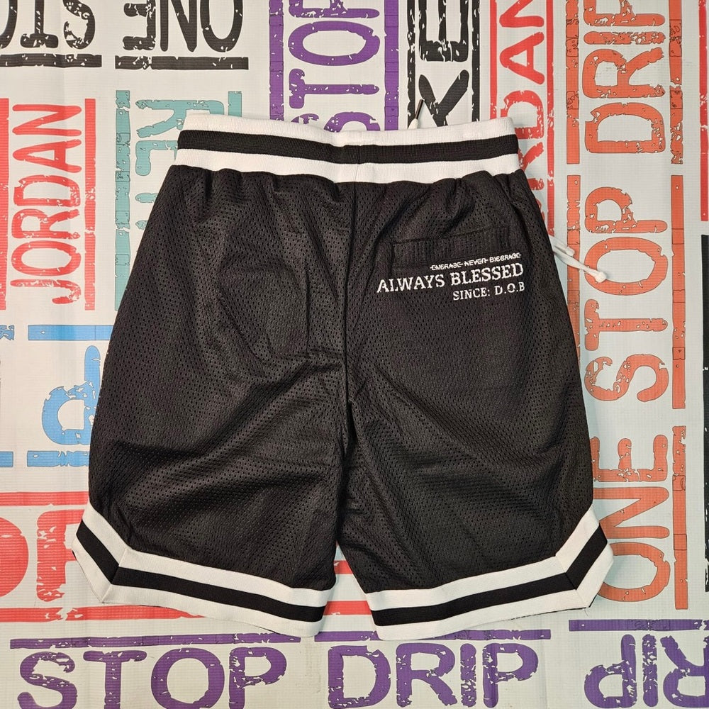 Blessed graphic athletic shorts black Sz various