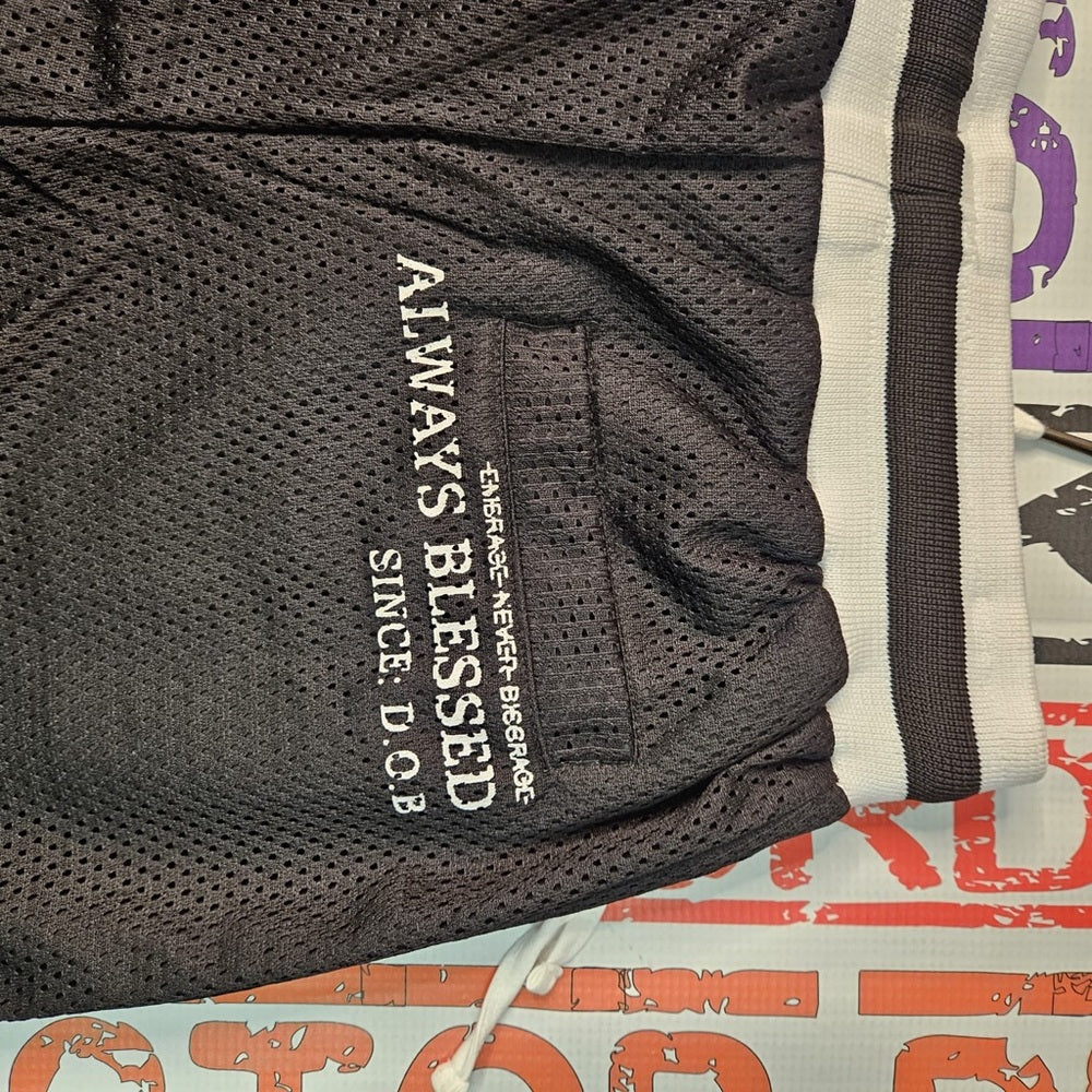 Blessed graphic athletic shorts black Sz various