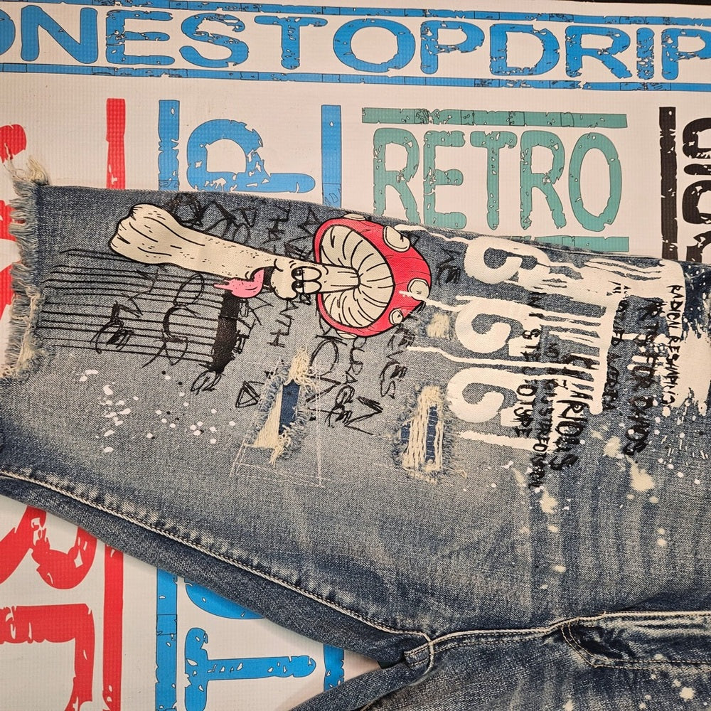 Sz Various Graphic denim jean shorts