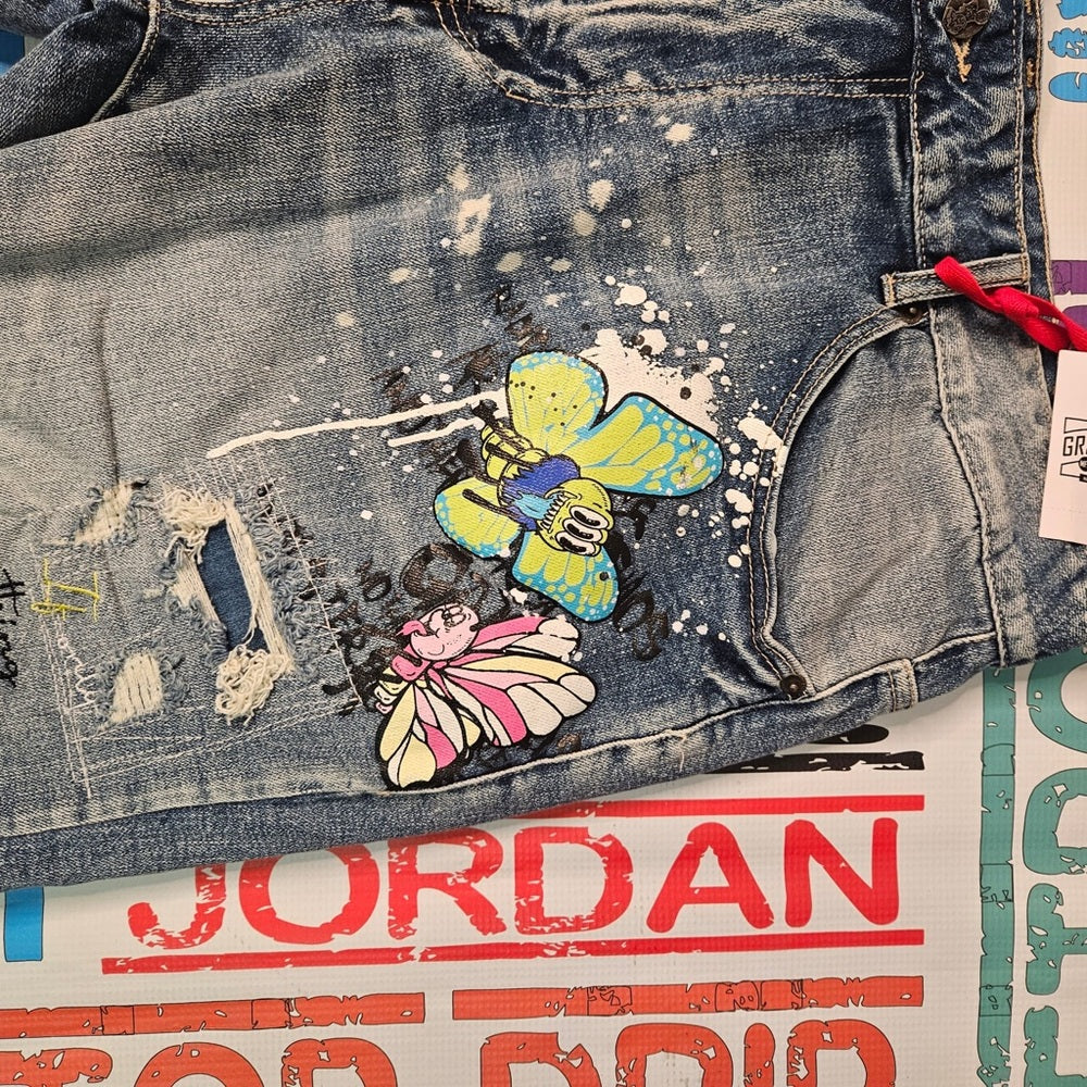 Sz Various Graphic denim jean shorts