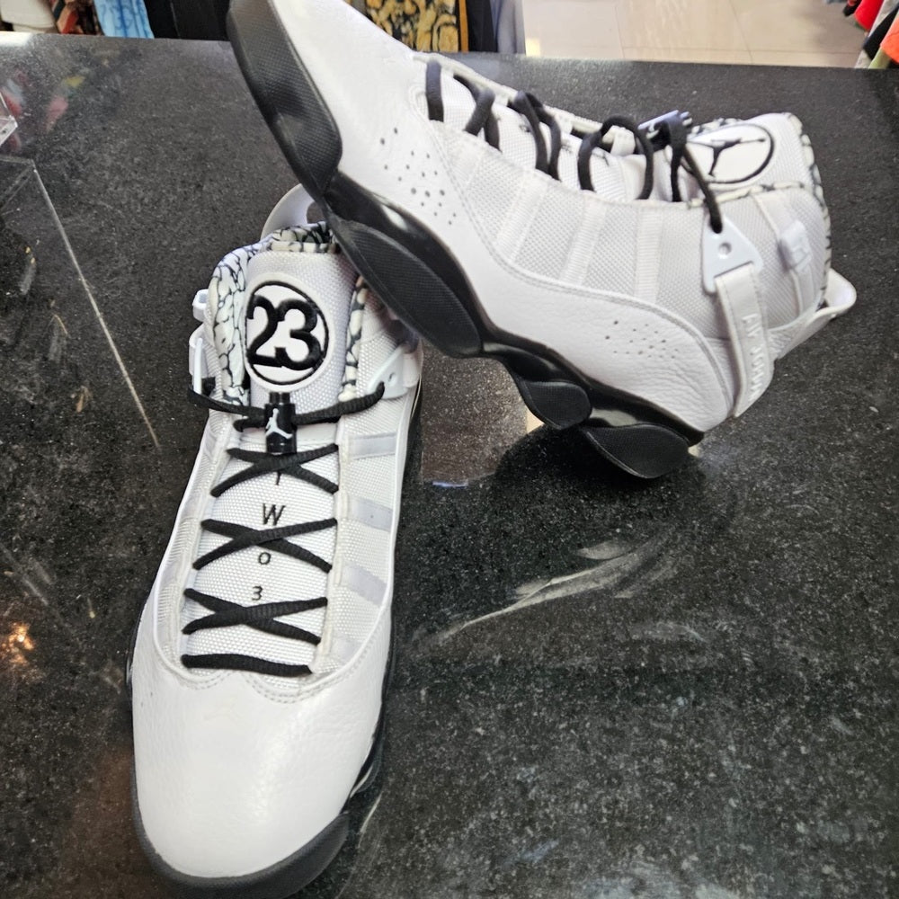 Sz 8.5 Jordan 6 rings white & black