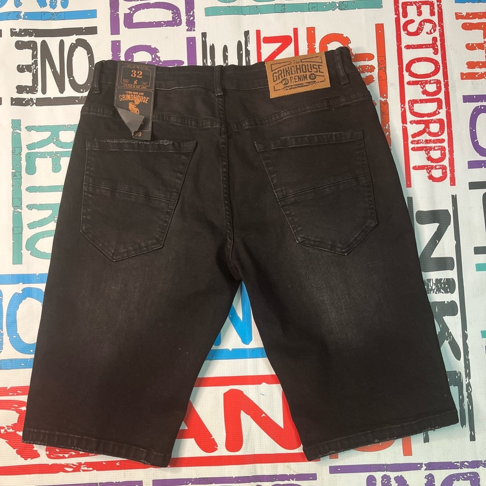 Sz 32 black denim jeans shorts grind house