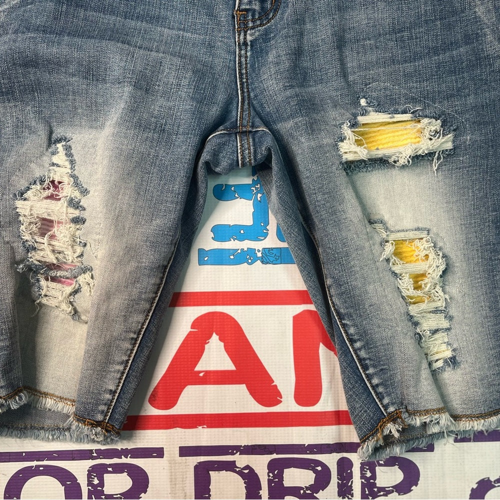 Sz 34 embellished ripped Jean muti colors shorts