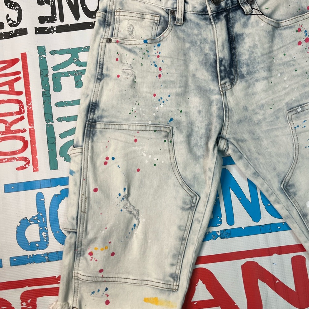Sz 30 paint splash denim jean shorts