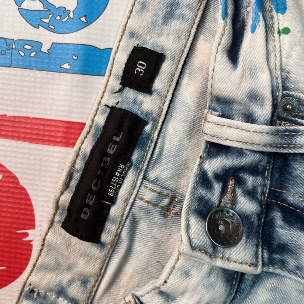Sz 30 paint splash denim jean shorts
