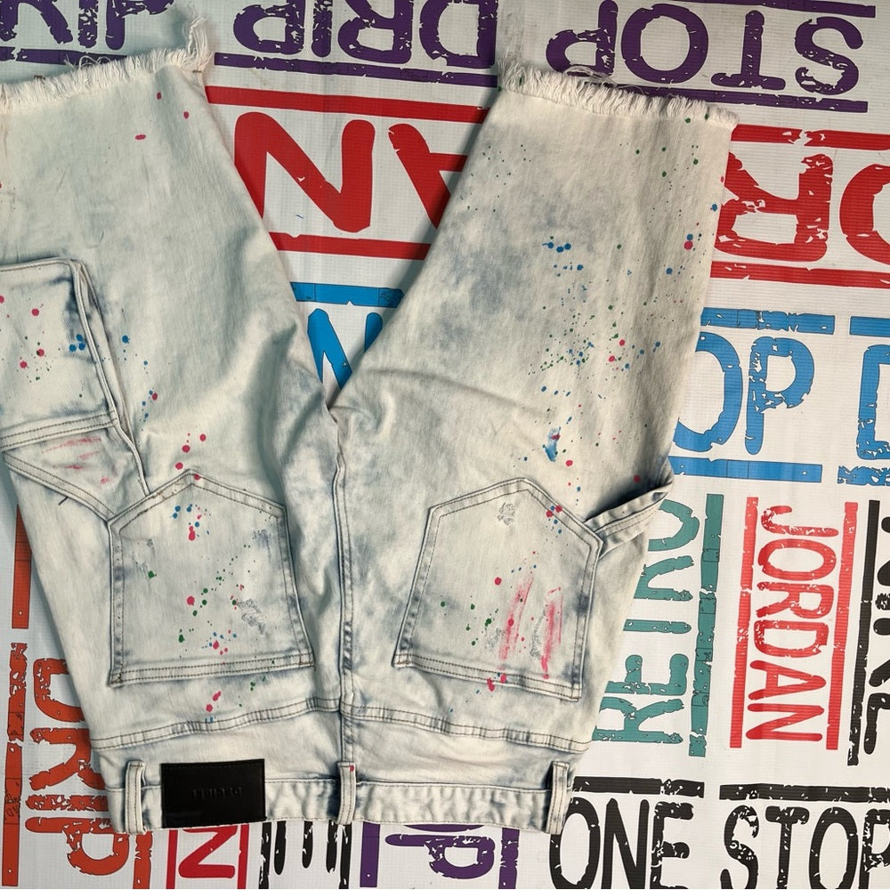 Sz 30 paint splash denim jean shorts