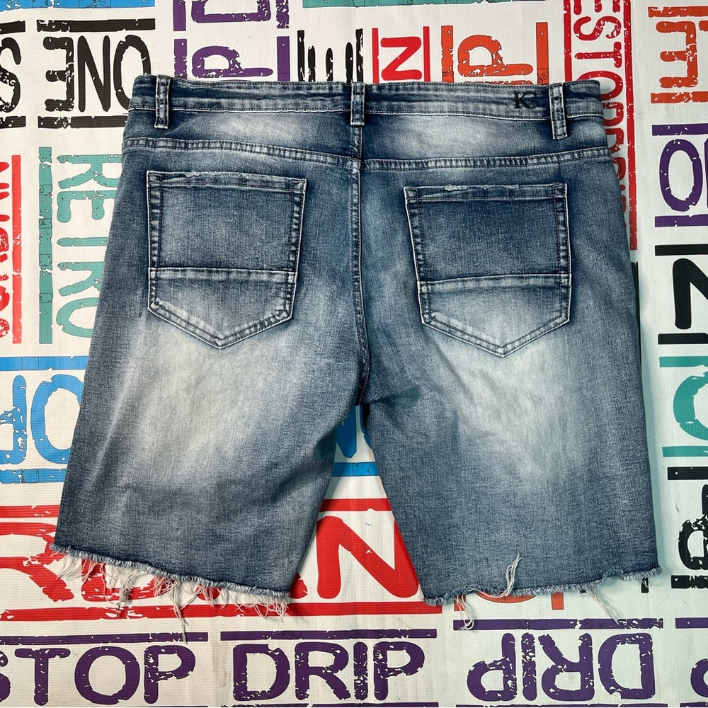 Sz 42 kilogram denim ripped blue jean shorts