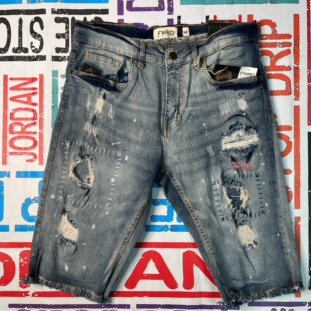 Sz Various evolution graphic ripped denim jeans