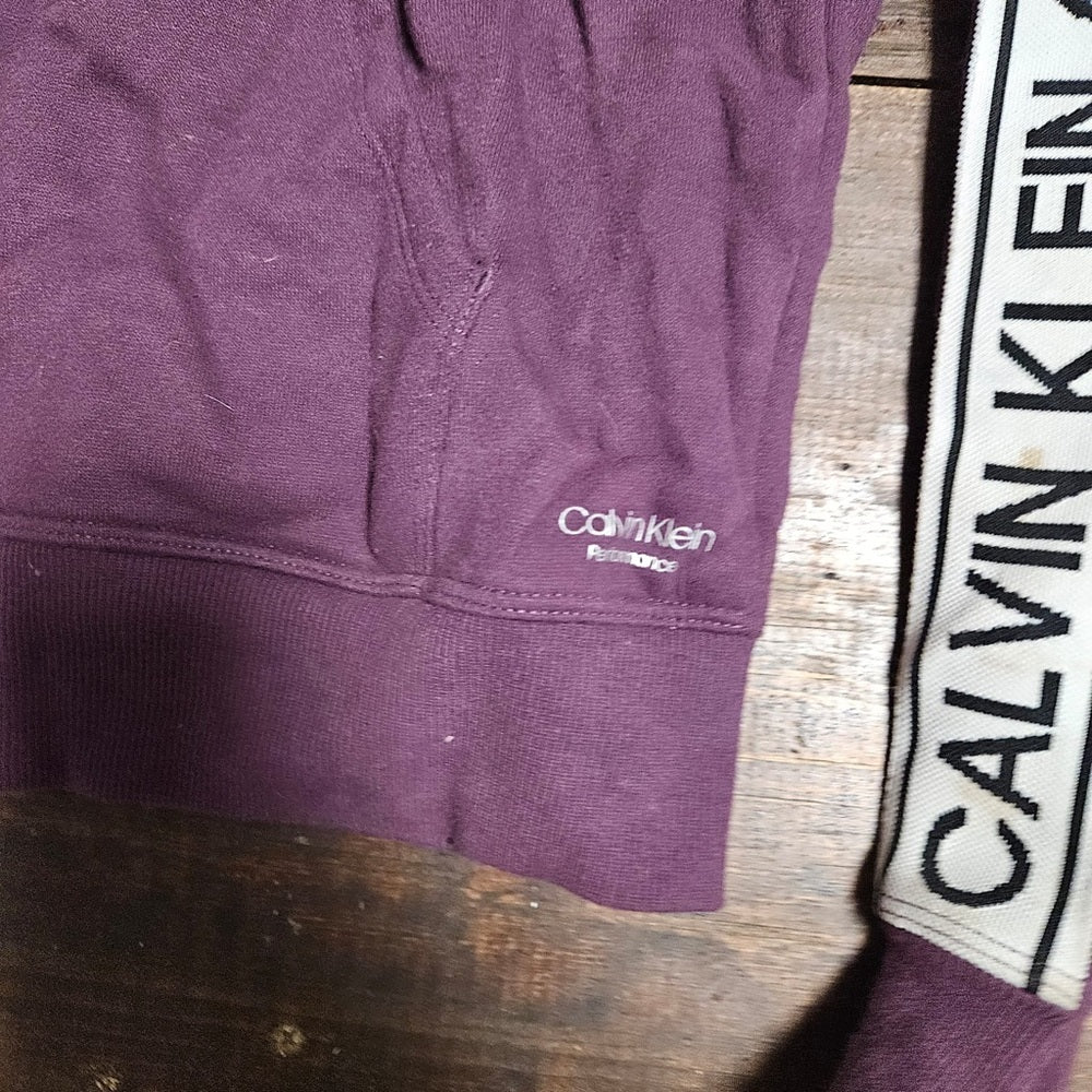 Sz Xs Calvin Klein Hoodie Jacket Women Purple Performance Zip Knit Long Sleeve