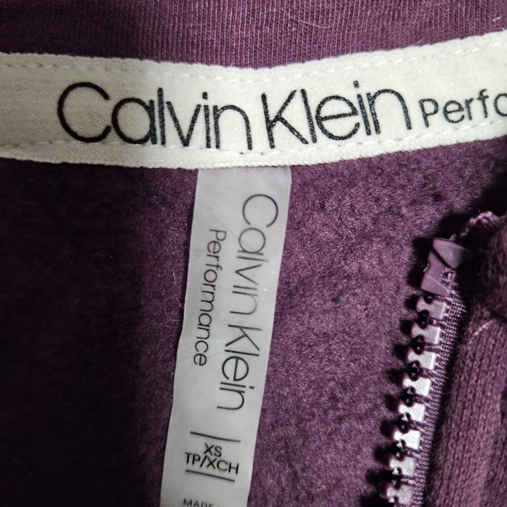 Sz Xs Calvin Klein Hoodie Jacket Women Purple Performance Zip Knit Long Sleeve