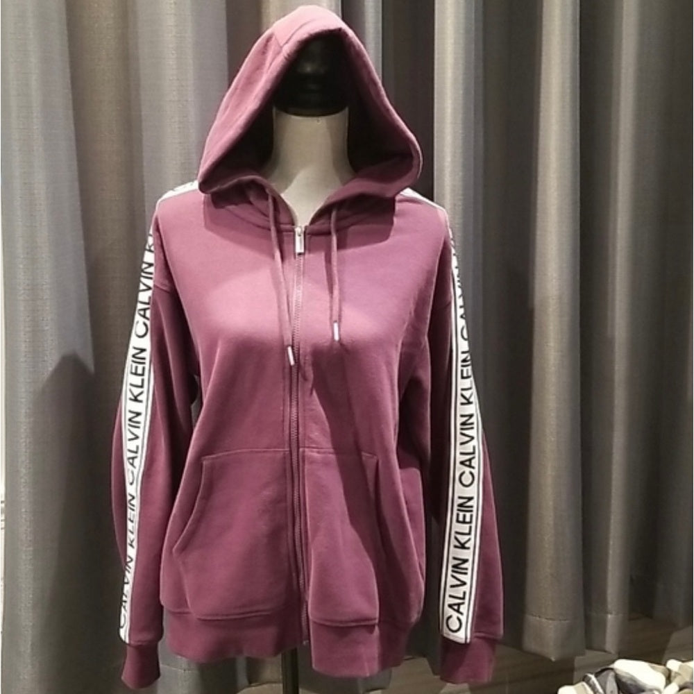 Sz Xs Calvin Klein Hoodie Jacket Women Purple Performance Zip Knit Long Sleeve