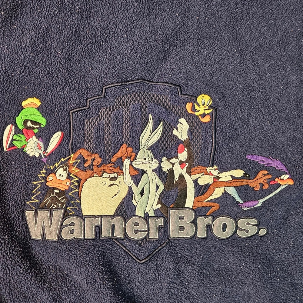 Warner Bros Looney Tunes Fleece Jacket Men’s Sz XL Navy Blue Full Zip