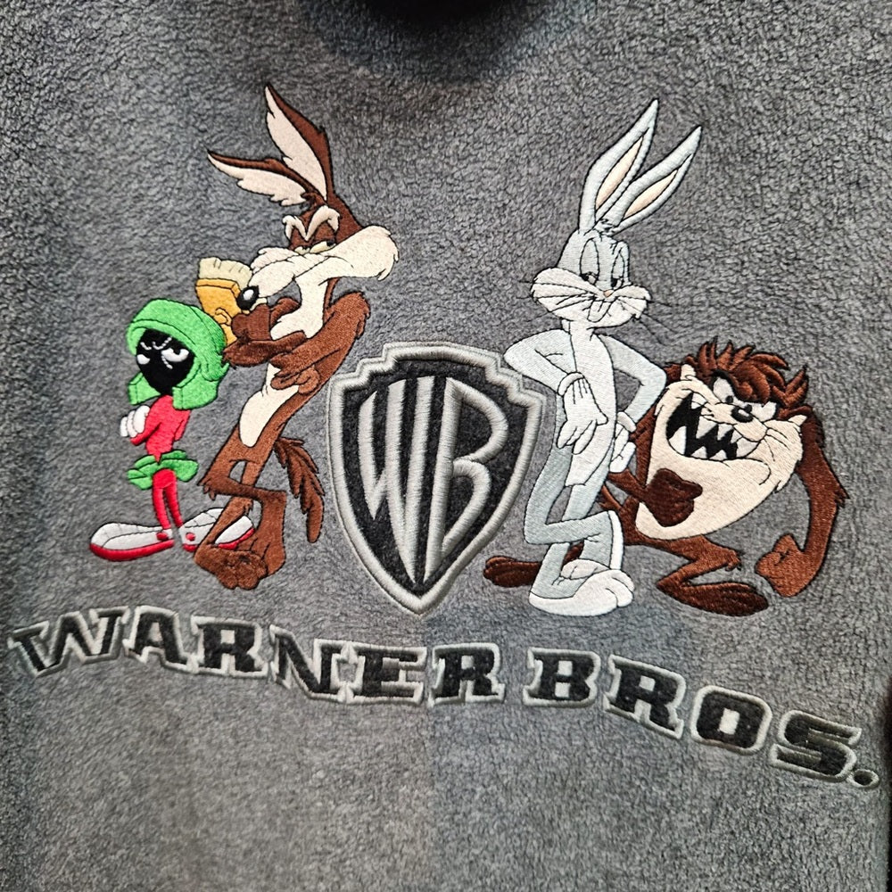 Warner Bros Looney Tunes Fleece Jacket Men’s Sz XL Gray Full Zip
