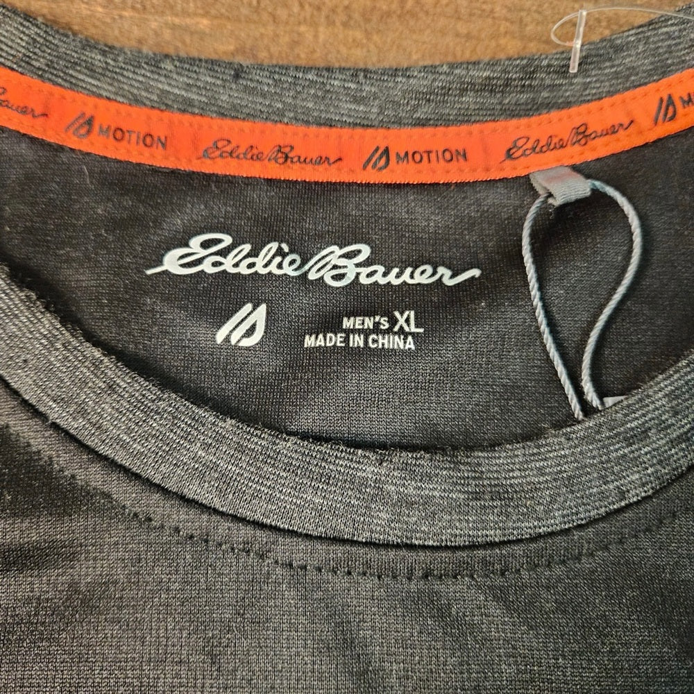 Eddie Bauer Men’s Knit Active Tee Size XL Color Black/Gray
