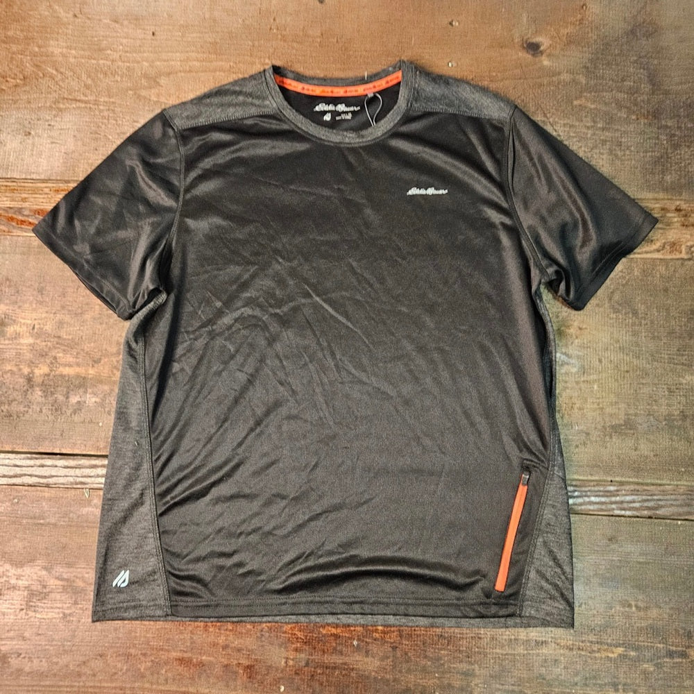 Eddie Bauer Men’s Knit Active Tee Size XL Color Black/Gray