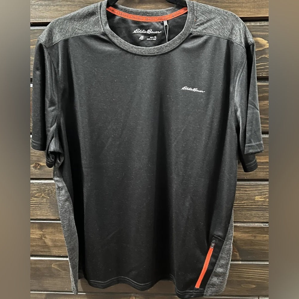 Eddie Bauer Men’s Knit Active Tee Size XL Color Black/Gray