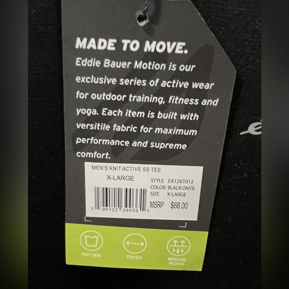 Eddie Bauer Men’s Knit Active Tee Size XL Color Black/Gray