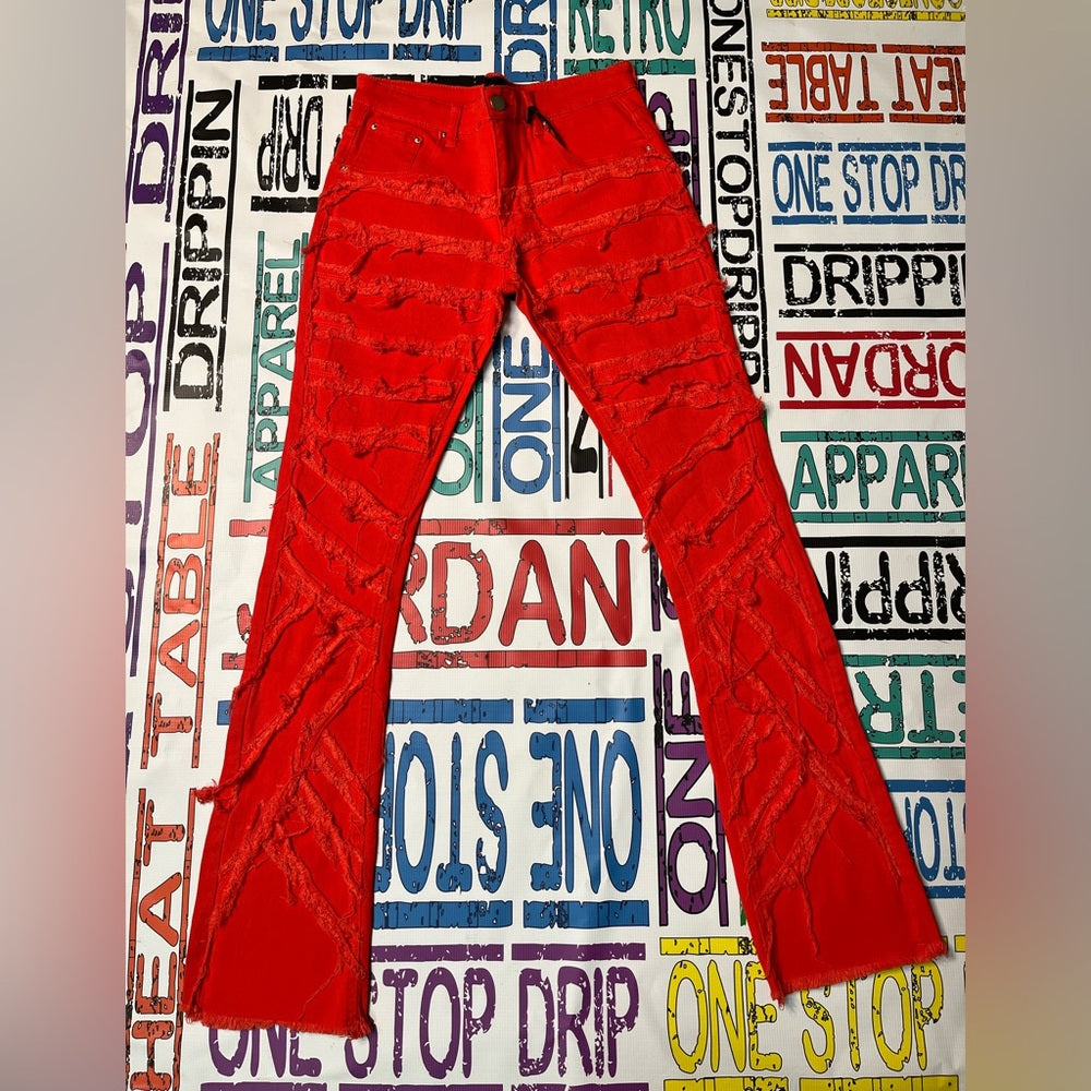 Sz various burnt orange ripped denim jeans