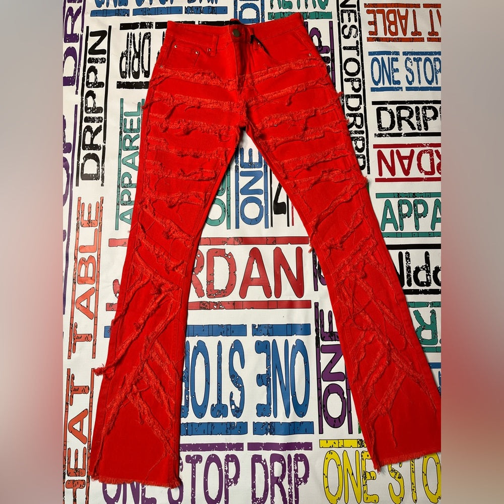 Sz various burnt orange ripped denim jeans