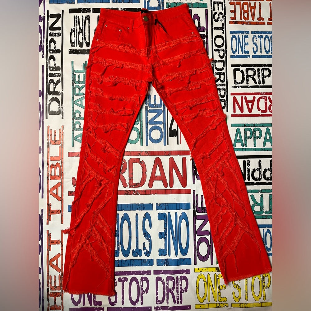 Sz various burnt orange ripped denim jeans