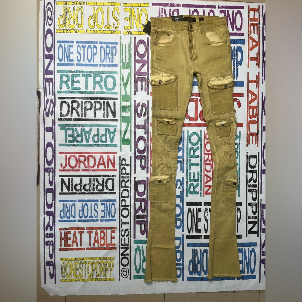 Tan Rust denim super stacks skinny jeans Sz various