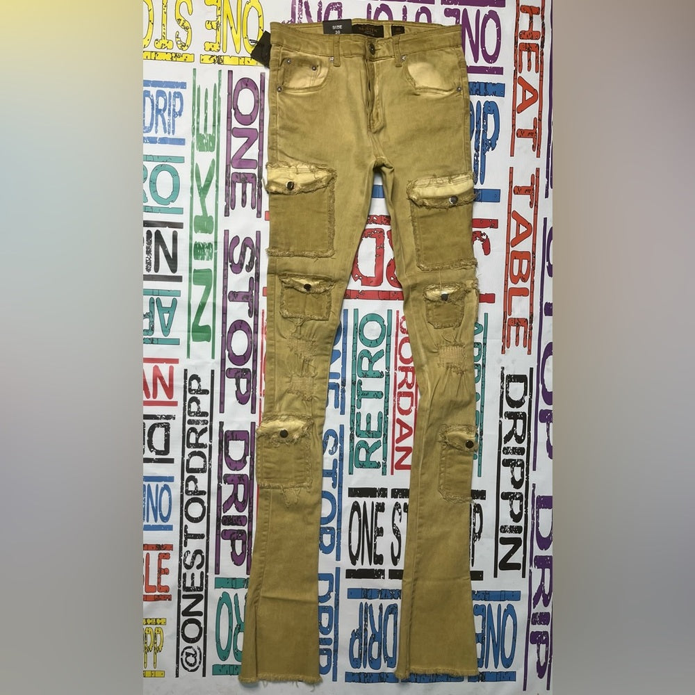 Tan Rust denim super stacks skinny jeans Sz various