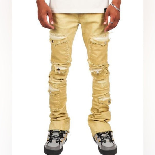 Tan Rust denim super stacks skinny jeans Sz various