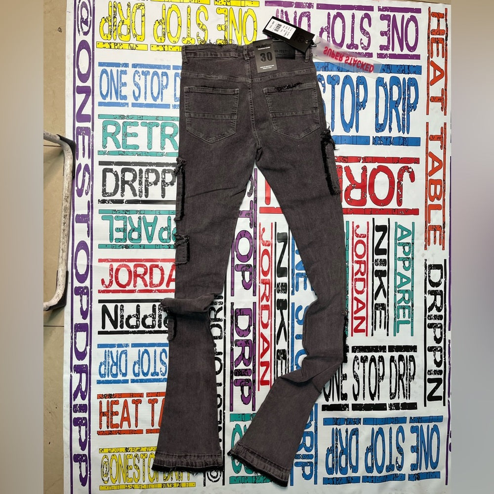 Acid gray denim super stacks skinny jeans Sz various