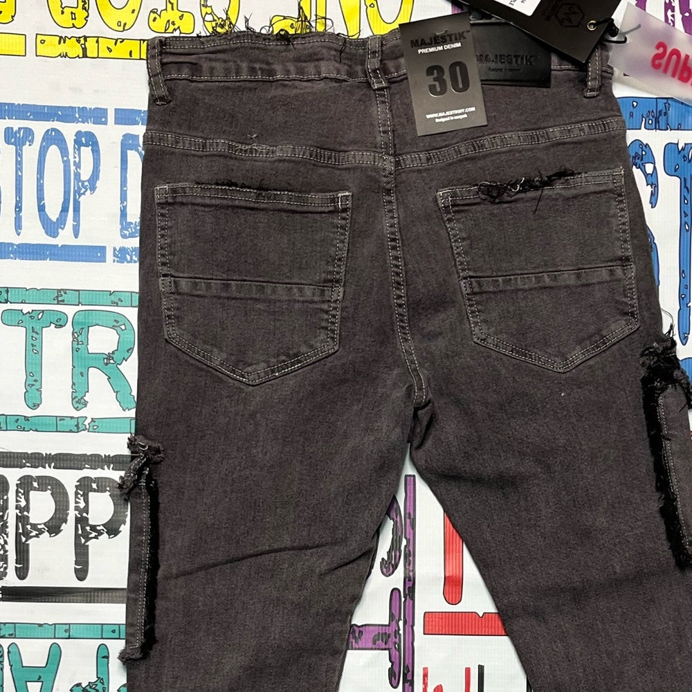 Acid gray denim super stacks skinny jeans Sz various