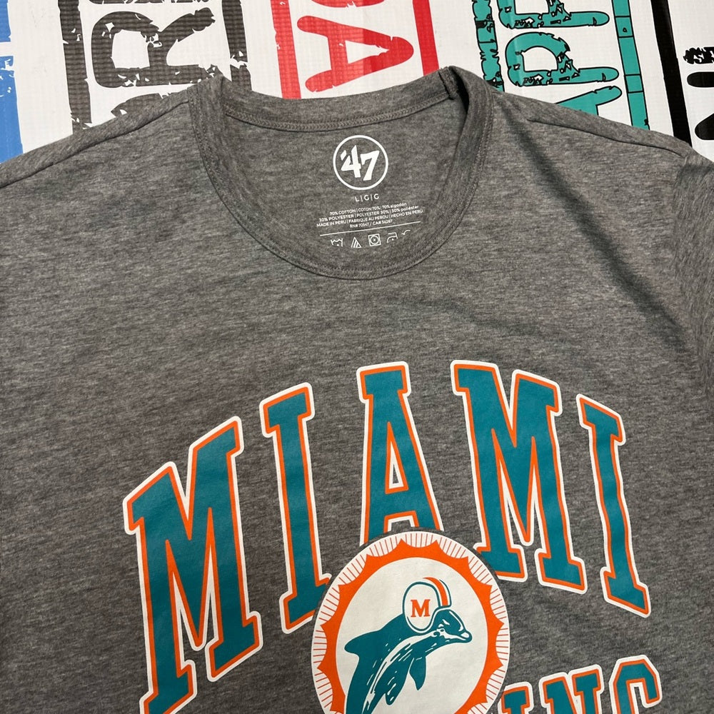 Miami Dolphins gray logo tee Sz Large