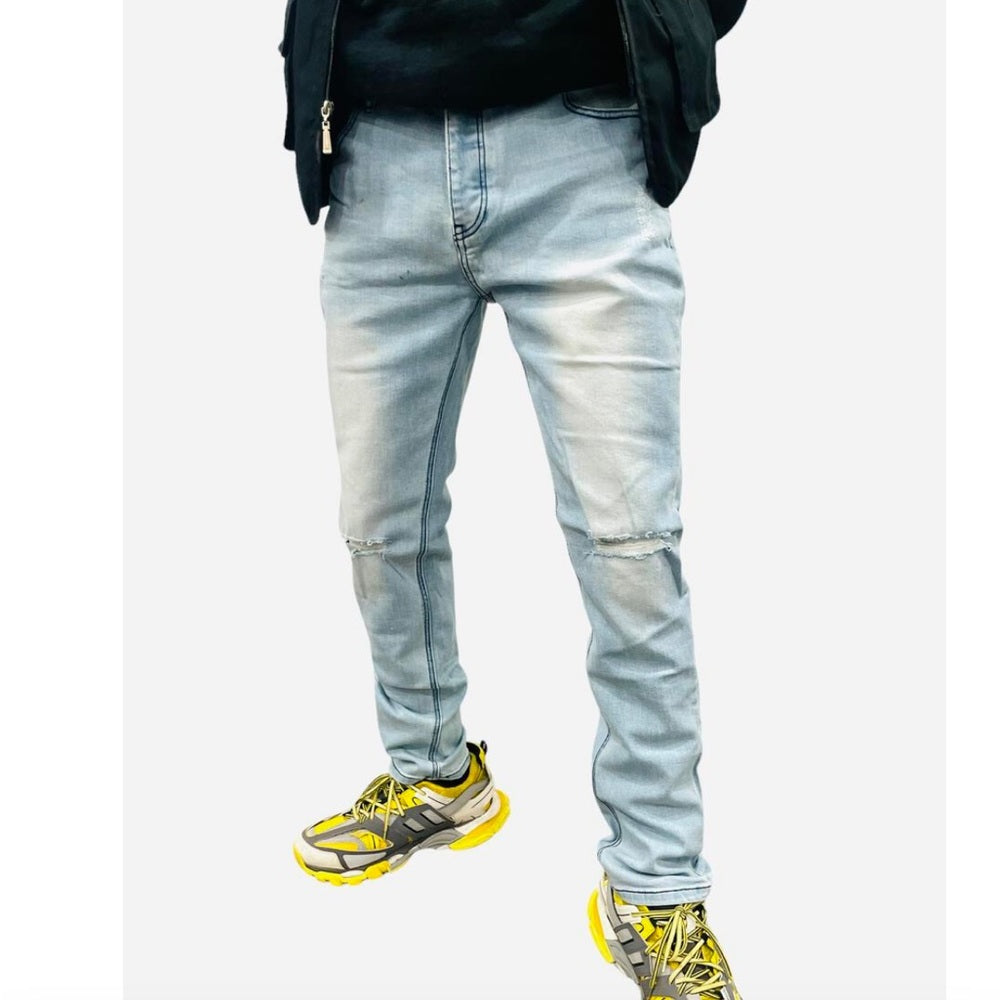 Sz Various Vintage light wash biker jeans black