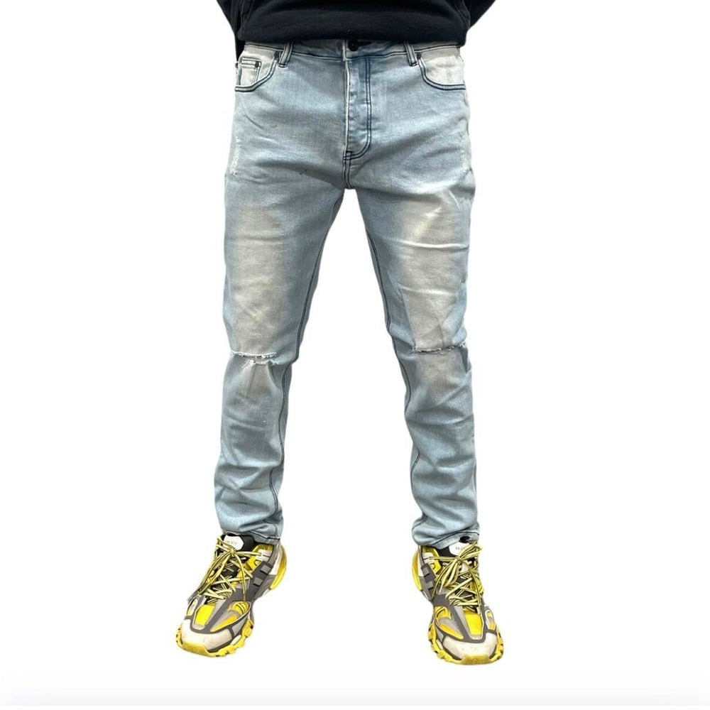 Sz Various Vintage light wash biker jeans black