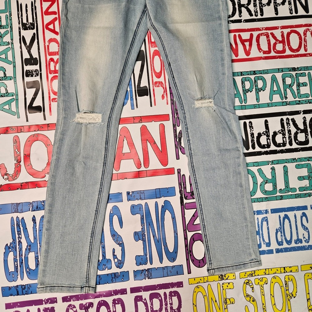 Sz Various Vintage light wash biker jeans black