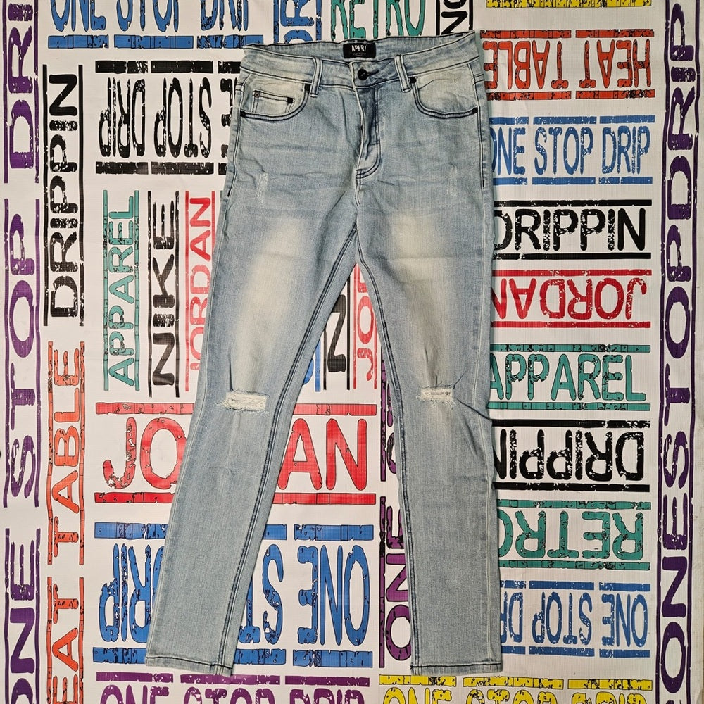 Sz Various Vintage light wash biker jeans black