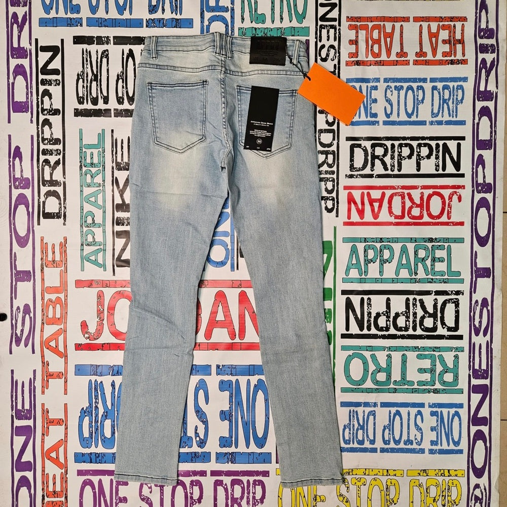 Sz Various Vintage light wash biker jeans black