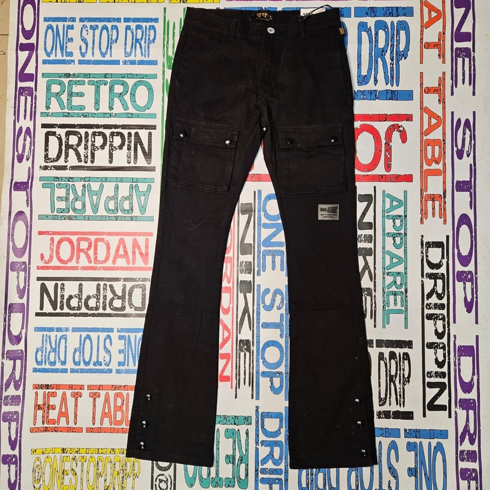Sz Various stack cargo black pocket pants