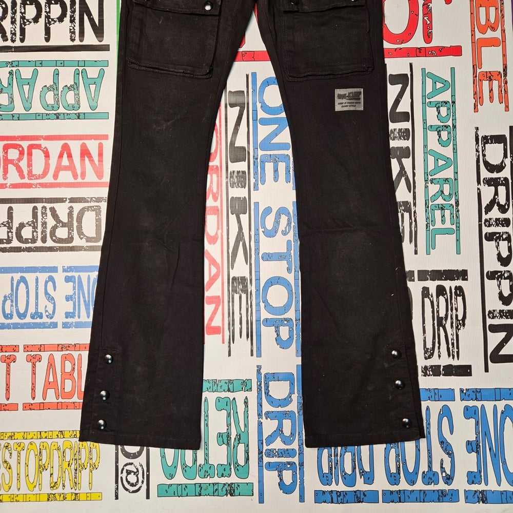 Sz Various stack cargo black pocket pants
