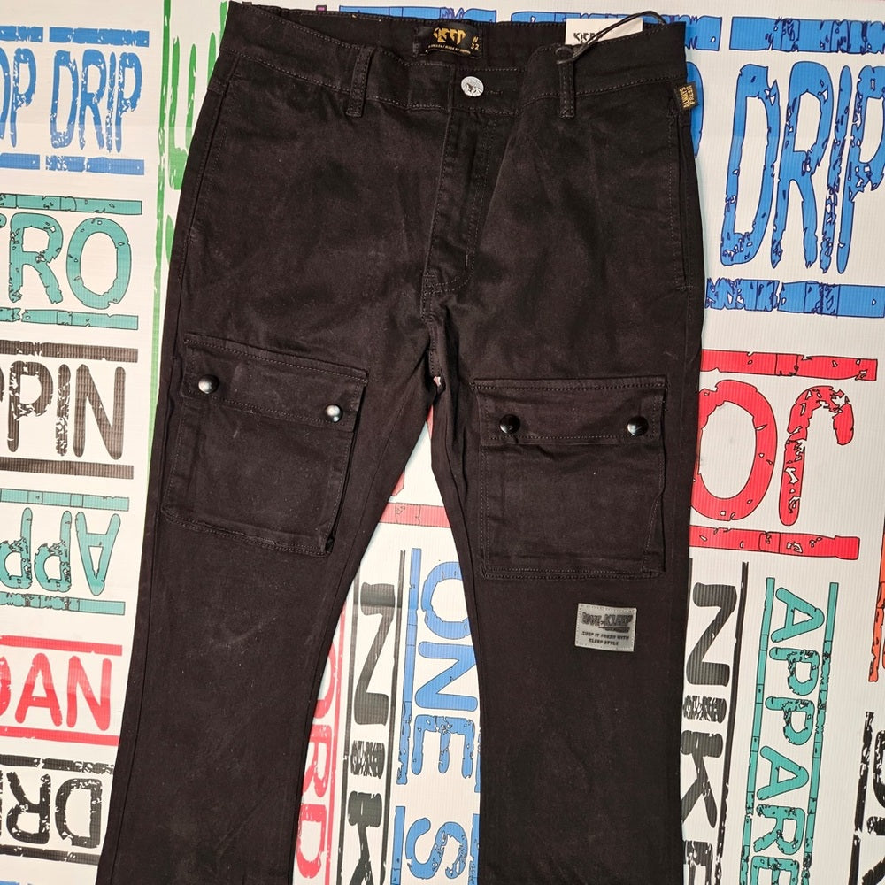 Sz Various stack cargo black pocket pants