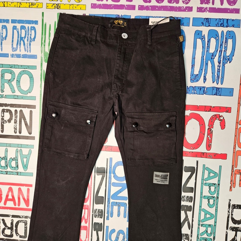 Sz Various stack cargo black pocket pants