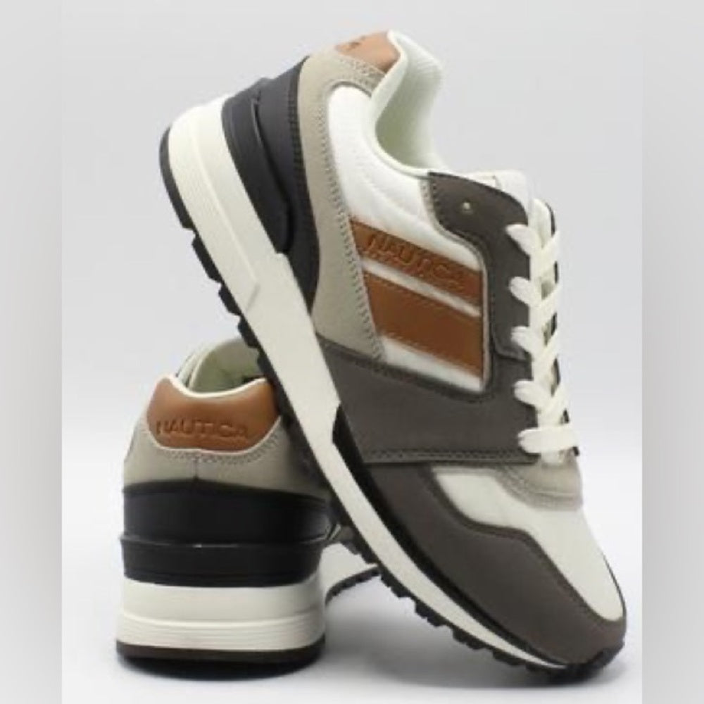 Sz 7.5 Men's Nautica Casual Sneakers Low-top Lace-up Fabric & Faux Leather Upper