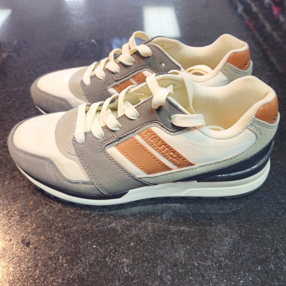 Sz 7.5 Men's Nautica Casual Sneakers Low-top Lace-up Fabric & Faux Leather Upper
