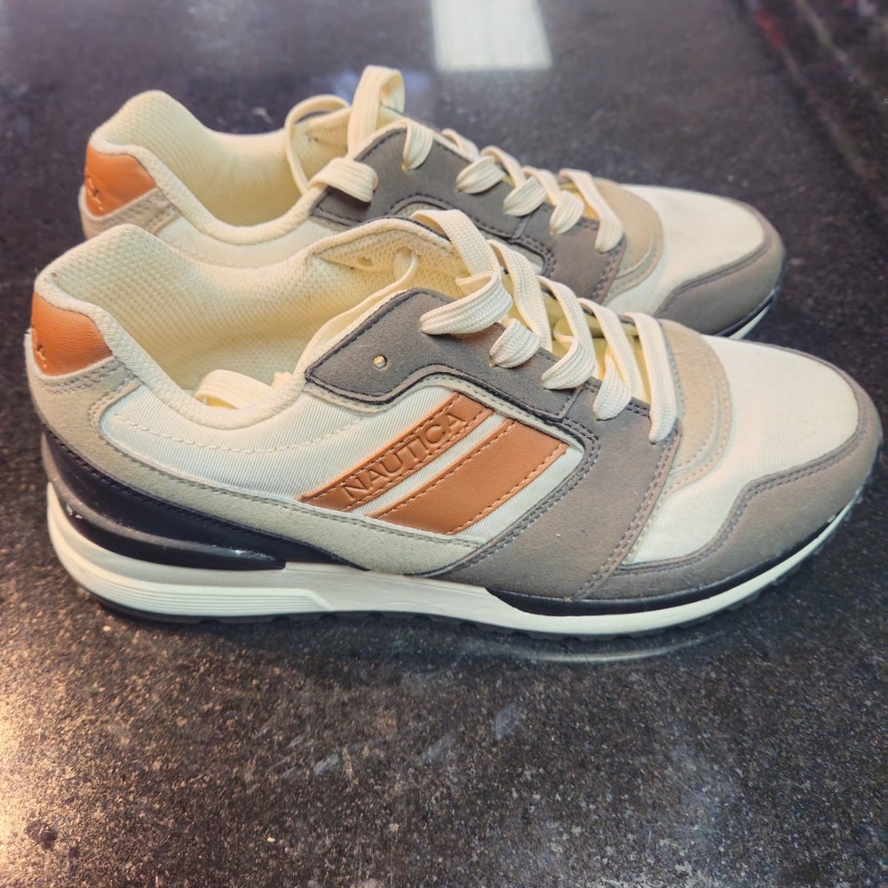Sz 7.5 Men's Nautica Casual Sneakers Low-top Lace-up Fabric & Faux Leather Upper