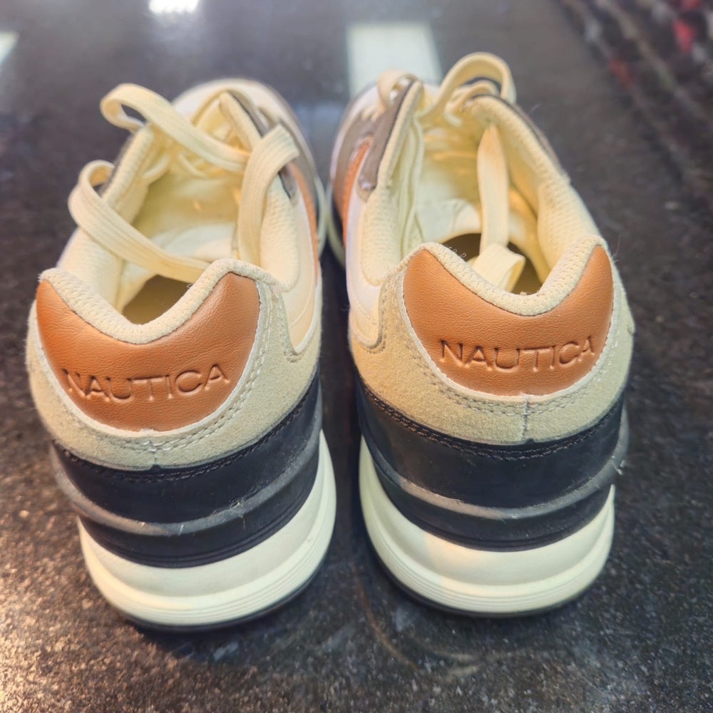 Sz 7.5 Men's Nautica Casual Sneakers Low-top Lace-up Fabric & Faux Leather Upper