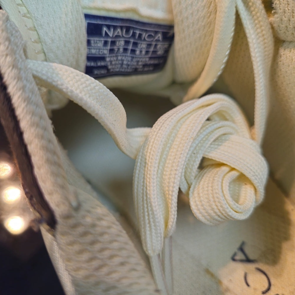 Sz 7.5 Men's Nautica Casual Sneakers Low-top Lace-up Fabric & Faux Leather Upper