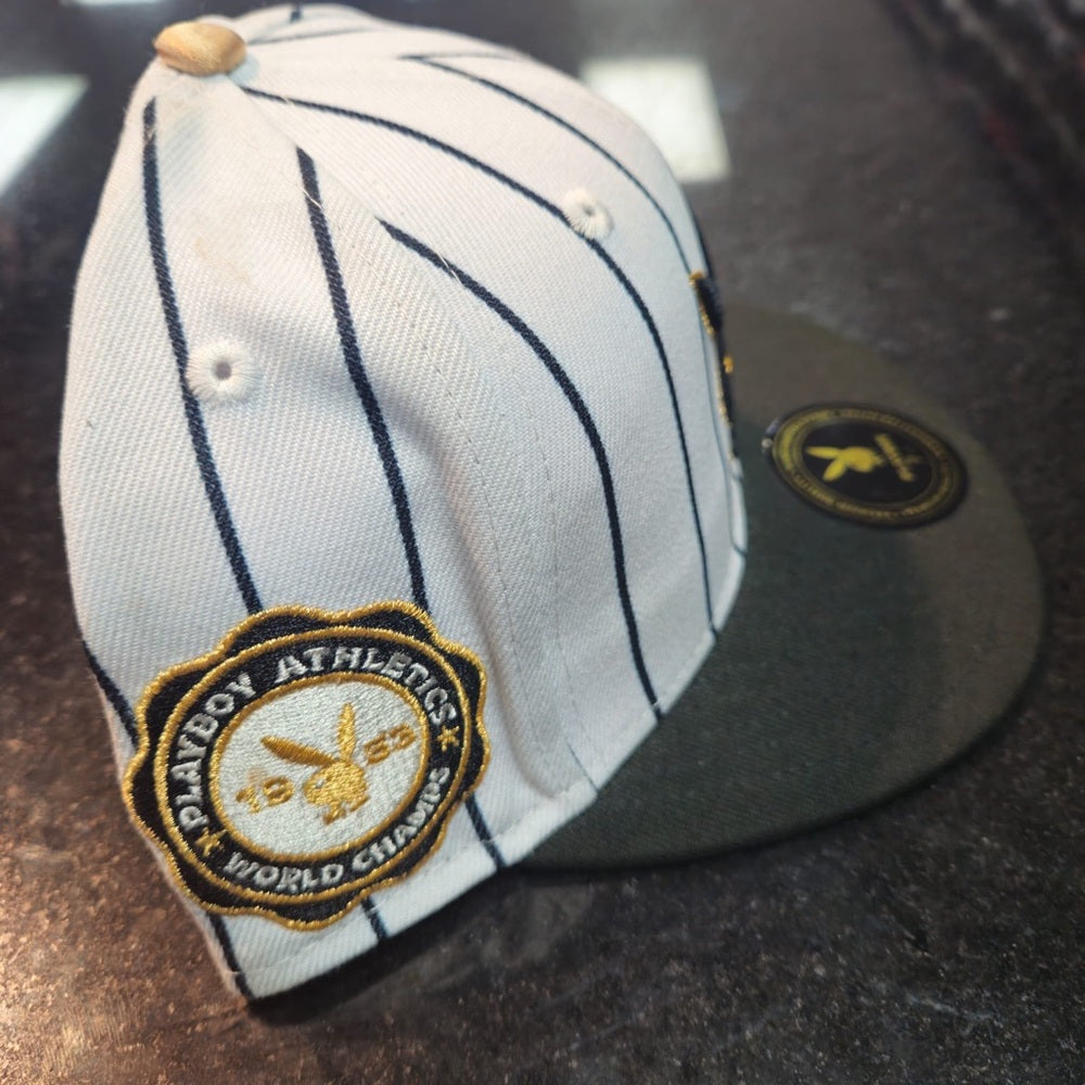 Sz 7 1/2 pin stripes bunny fitted cap