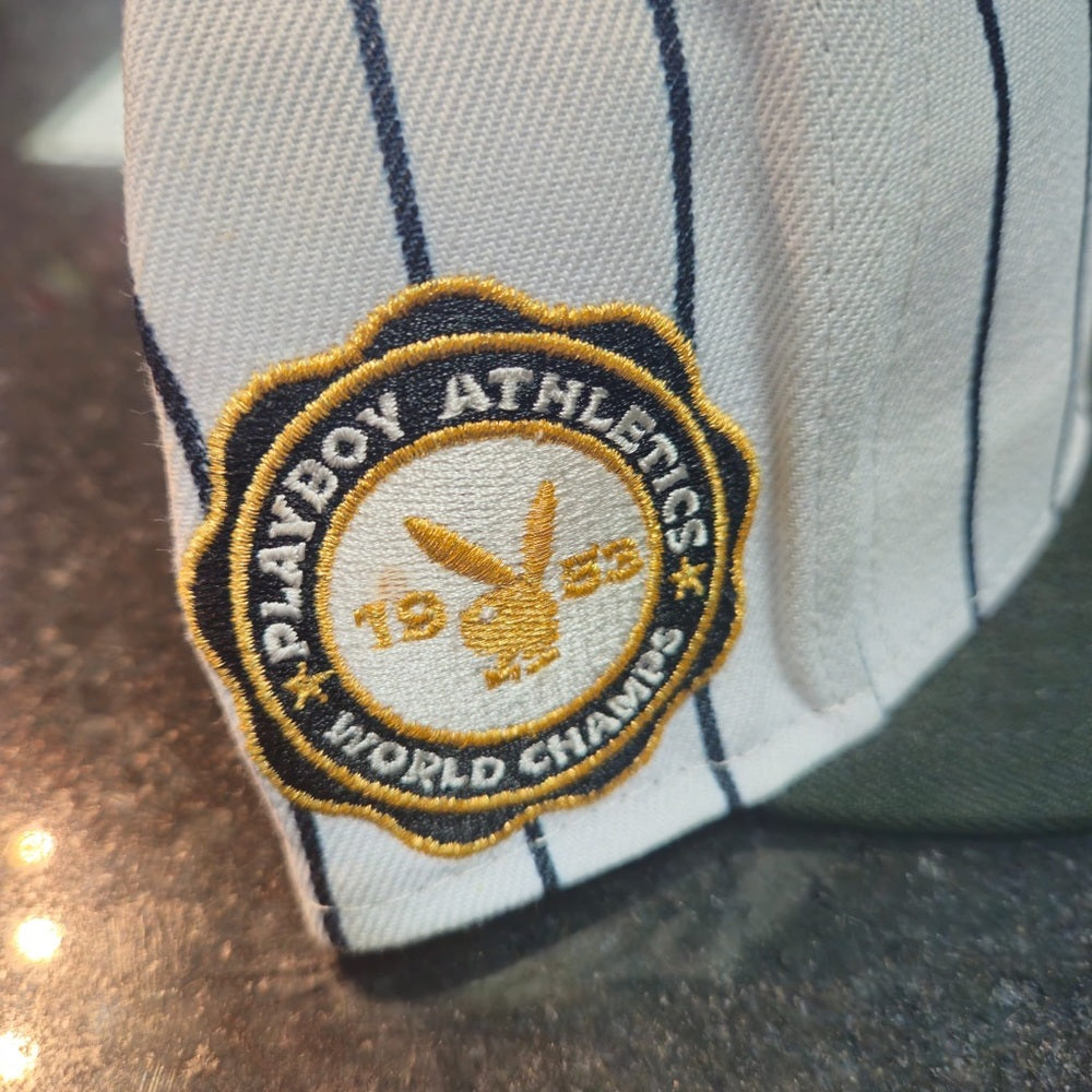 Sz 7 1/2 pin stripes bunny fitted cap