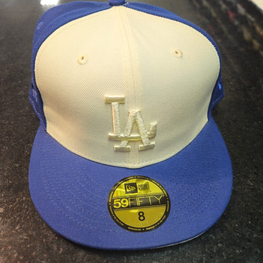 SZ 8 Los Angeles Dodgers New Era Tonal 2 Tone Blue/ Cream 59fifty Fitted Hat