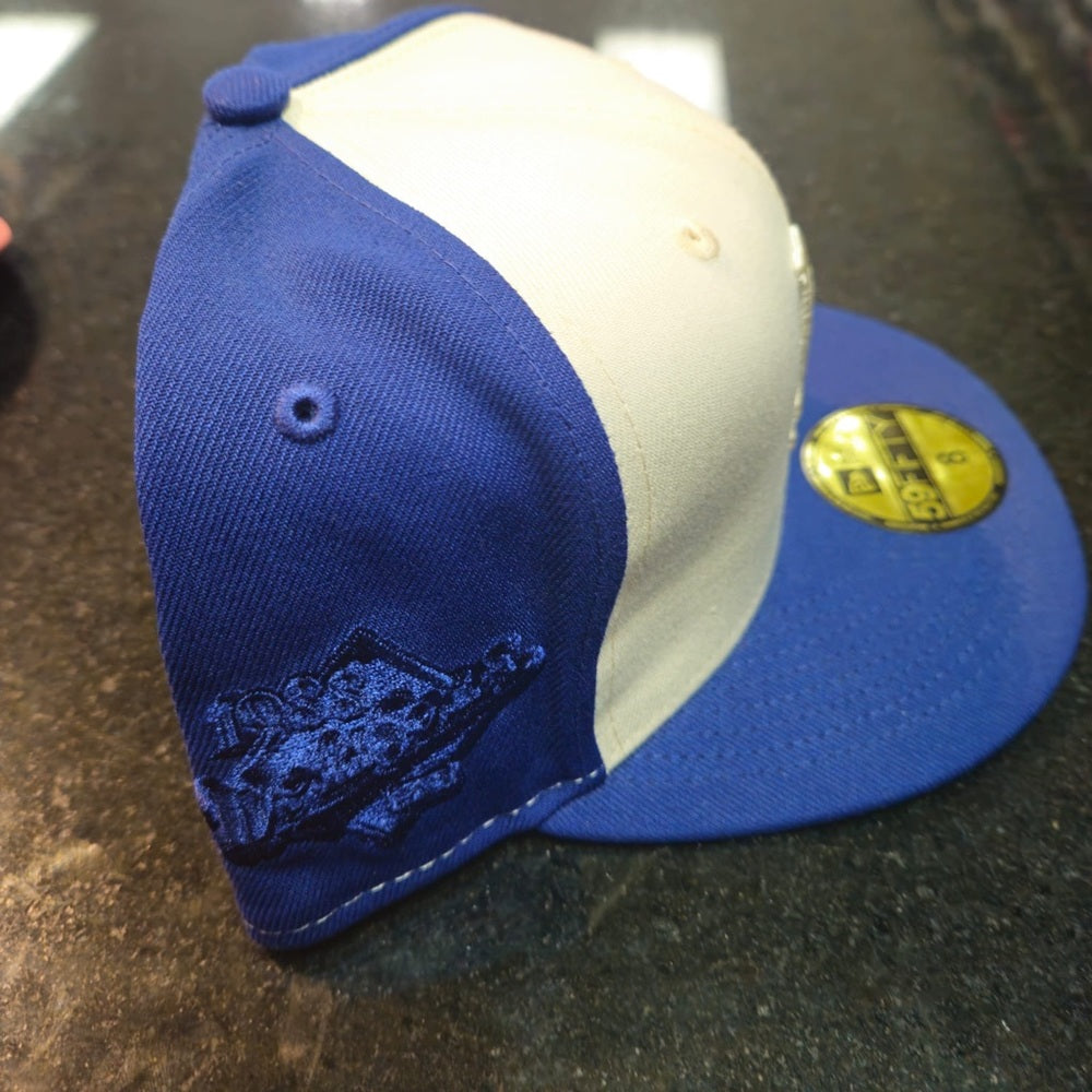 SZ 8 Los Angeles Dodgers New Era Tonal 2 Tone Blue/ Cream 59fifty Fitted Hat